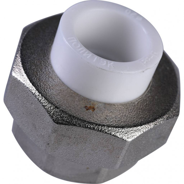 Политэк 20х1 Муфта разъемная с наружной резьбой для полипропиленовых труб под сварку (цвет белый)