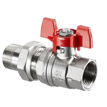 Шаровой кран Oventrop Optibal DN 20, с американкой, НР-ВР, рукоятка бабочка