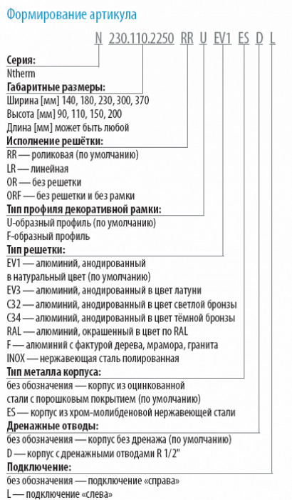 Встраиваемый в пол конвектор Varmann Ntherm N 370.90.2000 RR U EV1