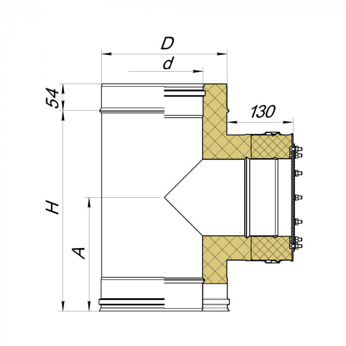 Тройник-взрывной клапан D200/300, AISI 321/304 (Вулкан)