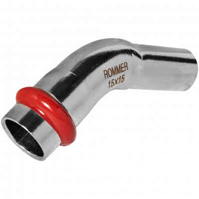 ROMMER RSS-0004-000015 ROMMER Угольник однораструбный 45°-НПр, 15, из нержавеющей стали прессовой
