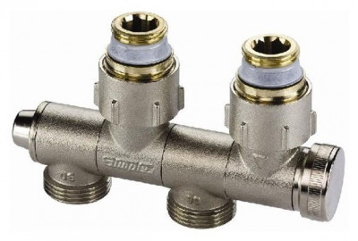 Узел нижнего подключения поворотные VarioCon FE1 c функцией отсечки, слива и заполнения. Для двухтрубных систем