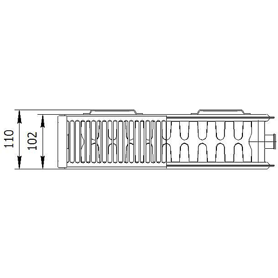 Стальной панельный радиатор AXIS 22 200 x 3000 Ventil, нижнее подключение