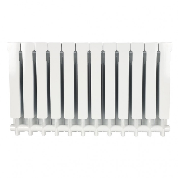 Алюминиевый радиатор STOUT VEGA 500, 12 секций, боковое подключение, белый