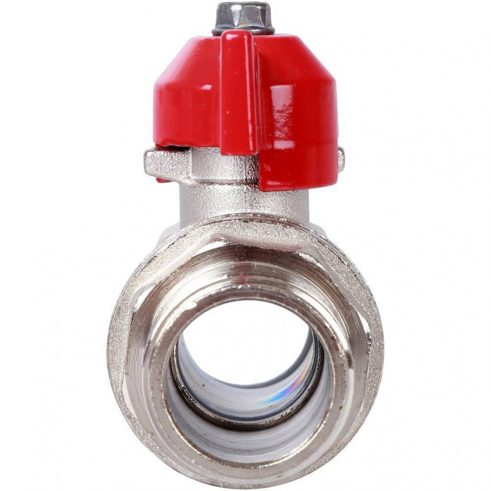 STOUT Кран шаровой стандартнопроходной, ВР/НР, ручка бабочка 3/4 (красная ручка)