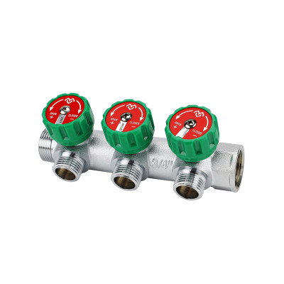 Коллектор регулирующий Varmega VM14603, 3/4&quot;, на 3 выхода 1/2&quot;, хромированный