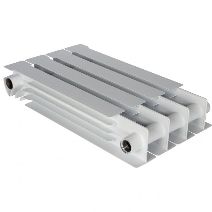 Биметаллический радиатор STOUT VEGA 500, 4 секций, боковое подключение, белый