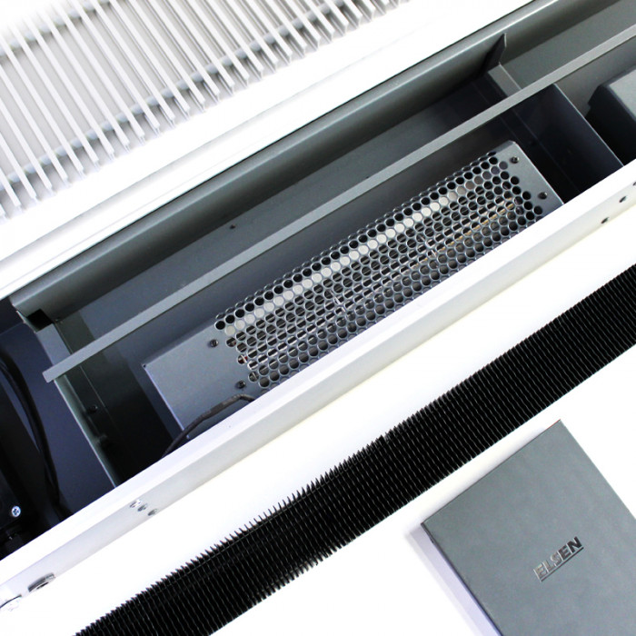 Конвектор внутрипольный EKQ 380×90×2000, роликовая решетка, цвет алюминий