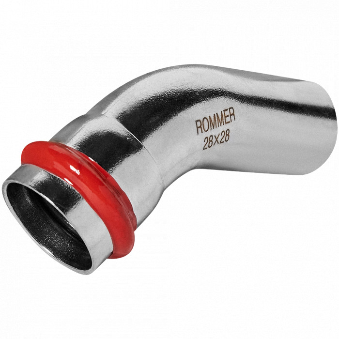 ROMMER RSS-0004-000028 ROMMER Угольник однораструбный 45°-НПр, 28, из нержавеющей стали прессовой