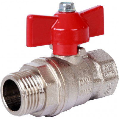 STOUT Кран шаровой стандартнопроходной, ВР/НР, ручка бабочка 1/2 (красная ручка)