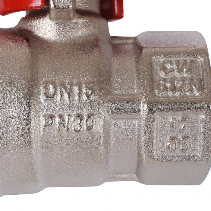 STOUT Кран шаровой стандартнопроходной, ВР/НР, ручка бабочка 1/2 (красная ручка)