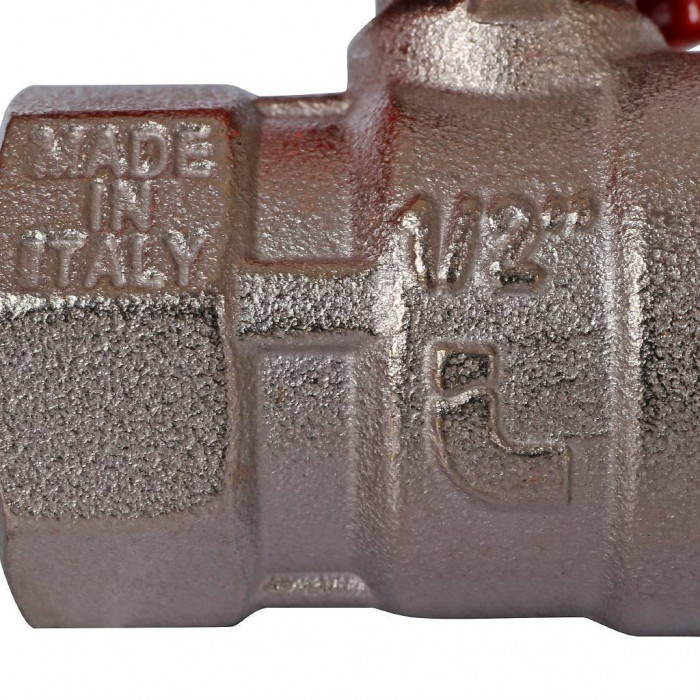 STOUT Кран шаровой стандартнопроходной, ВР/НР, ручка бабочка 1/2 (красная ручка)