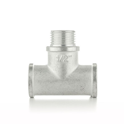 Тройник равнопроходной, ВНВ 1/2&quot;, TIN латунь