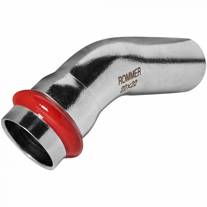 ROMMER RSS-0004-000022 ROMMER Угольник однораструбный 45°-НПр, 22, из нержавеющей стали прессовой