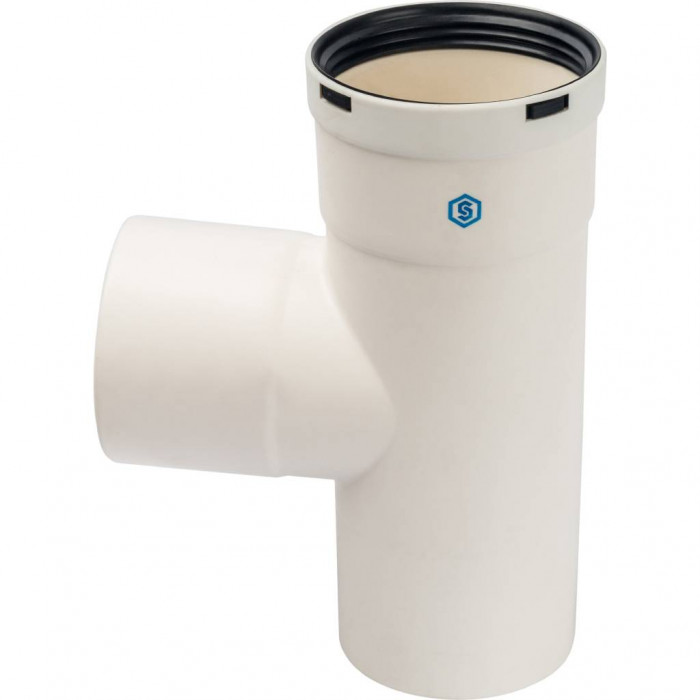 STOUT Элемент дымохода конденсац. тройник T-образный DN80 п/п/м PP-FE