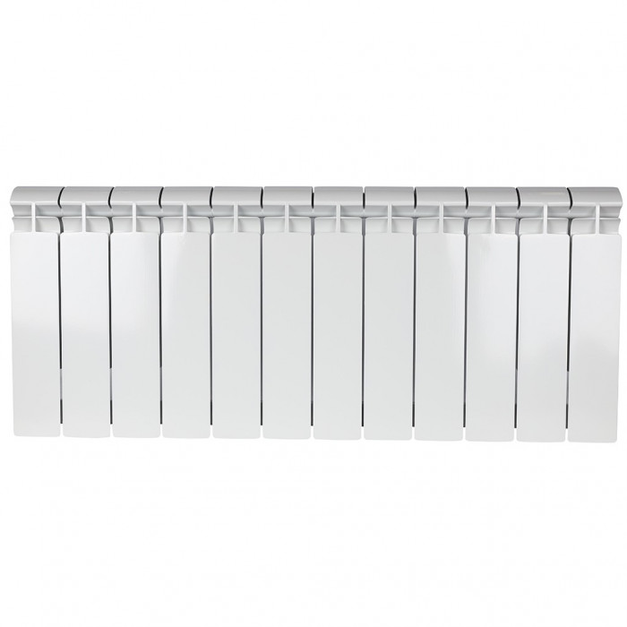 Биметаллический радиатор STOUT ALPHA 350, 12 секций, боковое подключение, белый