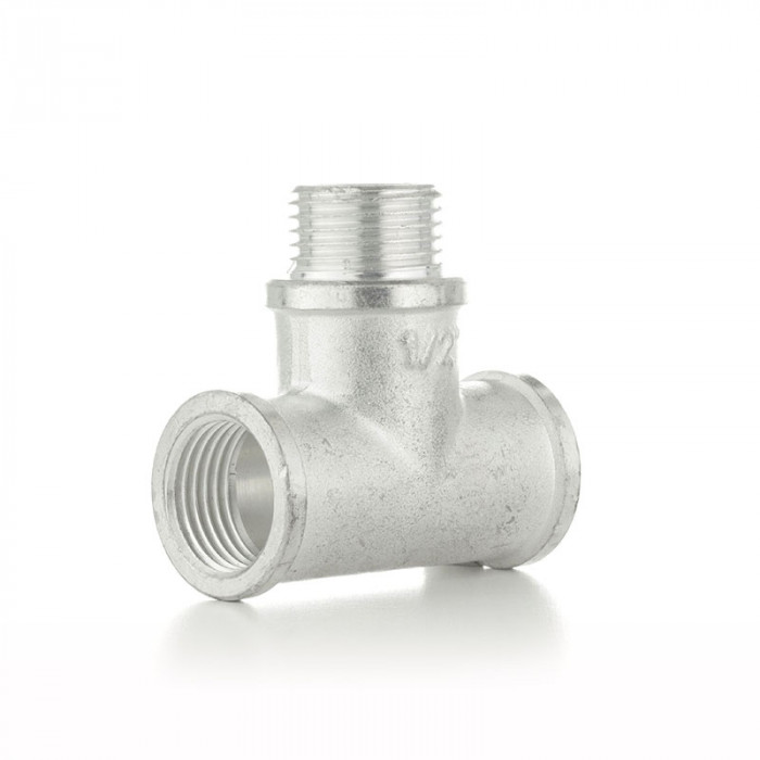 Тройник равнопроходной, ВНВ 1", TIN латунь