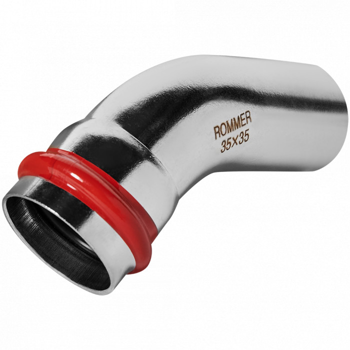 ROMMER RSS-0004-000035 ROMMER Угольник однораструбный 45°-НПр, 35, из нержавеющей стали прессовой
