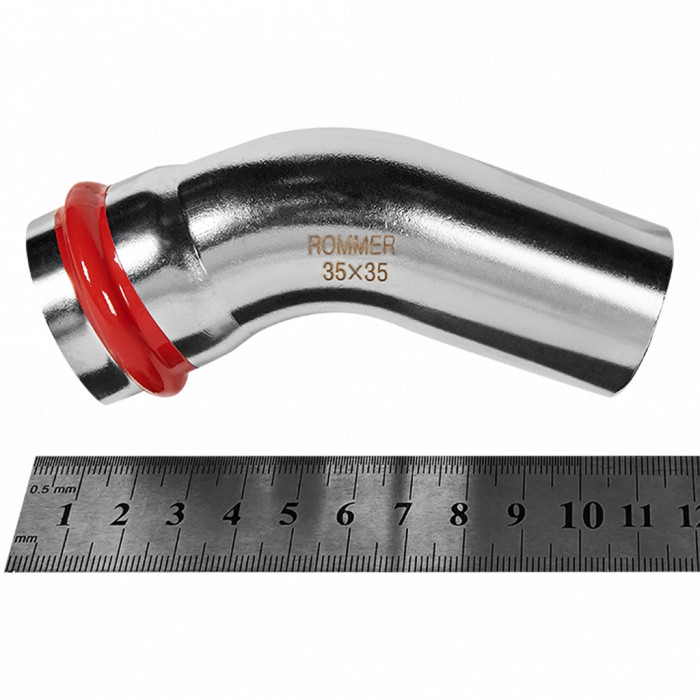 ROMMER RSS-0004-000035 ROMMER Угольник однораструбный 45°-НПр, 35, из нержавеющей стали прессовой