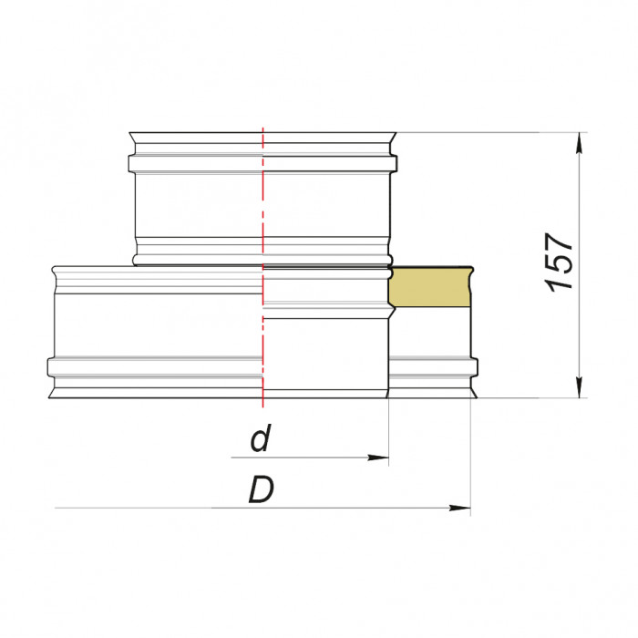 Переходник термо-моно с D150/350 на D150, изоляция 100 мм, AISI 321/304 (Вулкан)