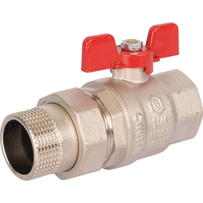 STOUT Кран шаровой полнопроходной с "американкой", ВР/НР, ручка бабочка 1 1/4 (EPDM)