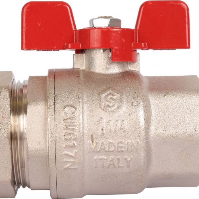 STOUT Кран шаровой полнопроходной с "американкой", ВР/НР, ручка бабочка 1 1/4 (EPDM)