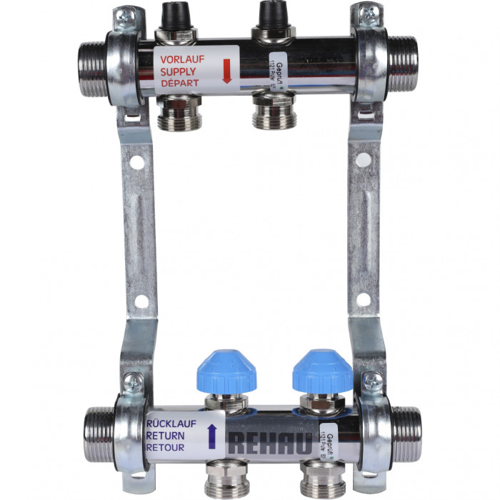 Распределительный коллектор REHAU HKV на 2 контура нержавеющая сталь (12180211001)
