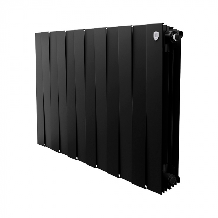 Биметаллический радиатор Royal Thermo PianoForte 500, 12 секций, боковое подключение, черный графитовый
