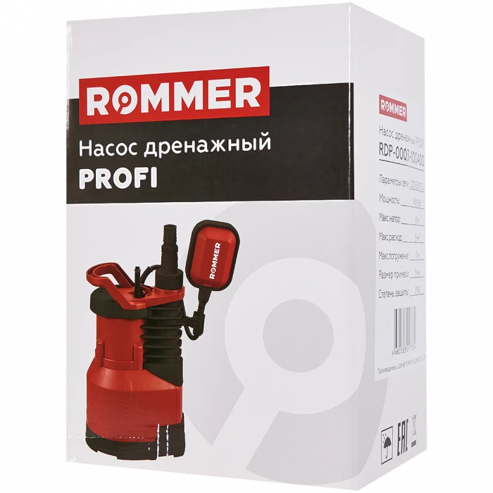 Насос дренажный ROMMER PROFI, кабель 10м, 400 Вт, для чистой воды