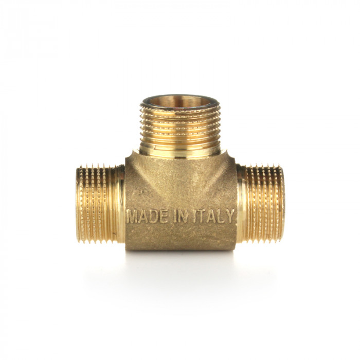 Тройник равнопроходной, ННН 1/2", латунь