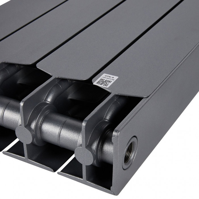 Биметаллический радиатор RIFAR SUPReMO 500, 4 секций, боковое подключение, серый