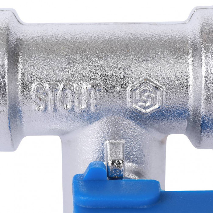 STOUT Кран шаровой проходной для стиральных и посудомоечных машин 1/2  х 3/4  х 1/2