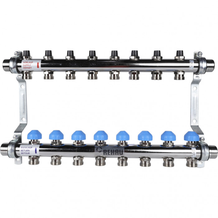 Распределительный коллектор REHAU HKV на 8 контуров нержавеющая сталь (12180811001)