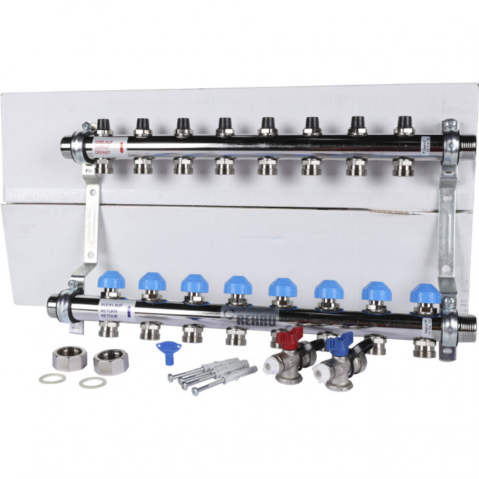 Распределительный коллектор REHAU HKV на 8 контуров нержавеющая сталь (12180811001)