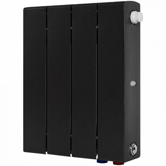 Биметаллический радиатор RIFAR SUPReMO VENTIL 350, 4 секций, нижнее правое подключение, черный