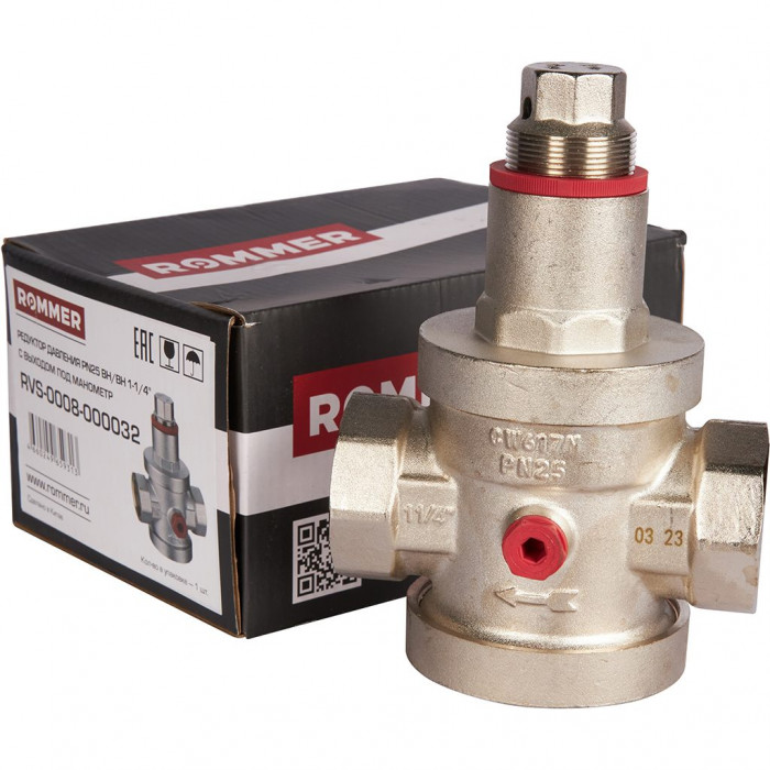 ROMMER RVS-0008-000032 ROMMER Редуктор давления PN25 вн/вн 1 1/4 с выходом под манометр