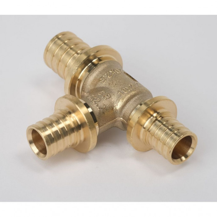 Тройник REHAU с уменьшенным боковым и торцевым проходами 20-16-16 MX для труб из сшитого полиэтилена аксиальный