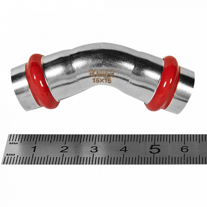 ROMMER RSS-0005-000015 ROMMER Угольник 45°-ВПр, 15, из нержавеющей стали прессовой