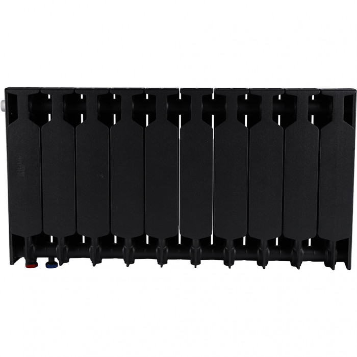 Биметаллический радиатор RIFAR SUPReMO VENTIL 350, 10 секций, нижнее правое подключение, черный