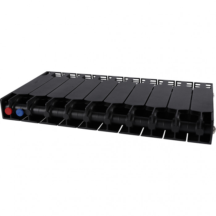 Биметаллический радиатор RIFAR SUPReMO VENTIL 350, 10 секций, нижнее правое подключение, черный