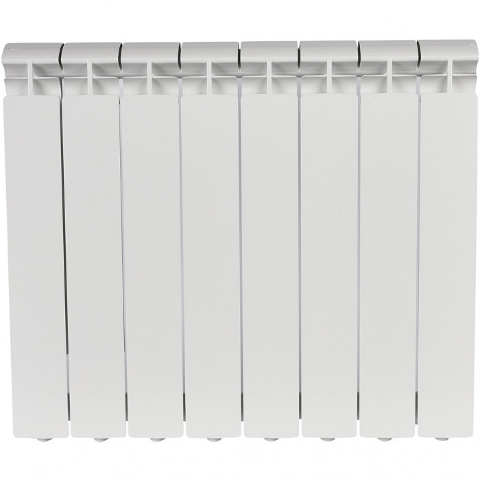 Алюминиевый радиатор STOUT ALPHA 500, 8 секций, боковое подключение, белый