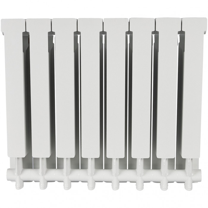 Алюминиевый радиатор STOUT ALPHA 500, 8 секций, боковое подключение, белый