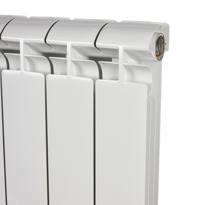 Алюминиевый радиатор STOUT ALPHA 500, 8 секций, боковое подключение, белый