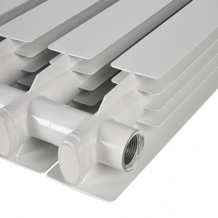 Алюминиевый радиатор STOUT ALPHA 500, 8 секций, боковое подключение, белый