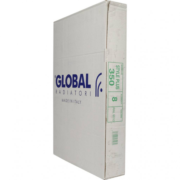 Биметаллический радиатор Global STYLE PLUS 350, 8 секций, боковое подключение, белый