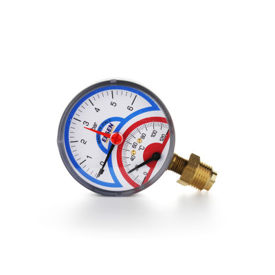 Термоманометр радиальный, диаметр корпуса 80 мм, присоединение резьбовое В 1/2&quot;, диапазон измерений