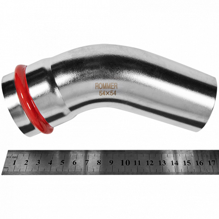 ROMMER RSS-0004-000054 ROMMER Угольник однораструбный 45°-НПр, 54, из нержавеющей стали прессовой