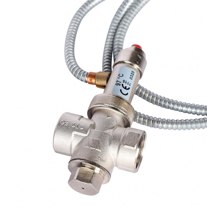 Термоклапан для твердотопливных котлов STOUT 1/2, капиляр, 1300 мм.