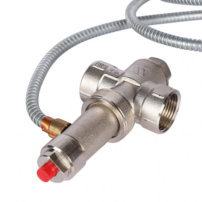 Термоклапан для твердотопливных котлов STOUT 1/2, капиляр, 1300 мм.