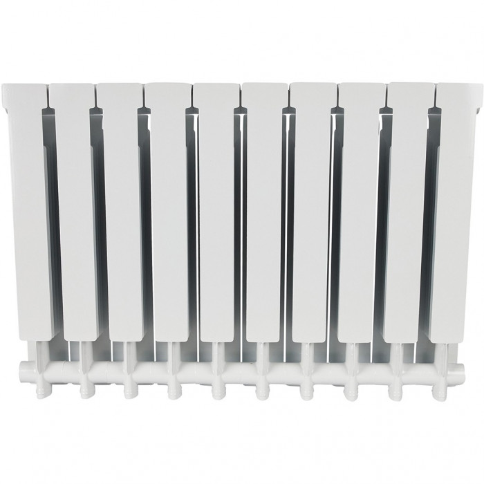 Алюминиевый радиатор STOUT ALPHA 500, 10 секций, боковое подключение, белый